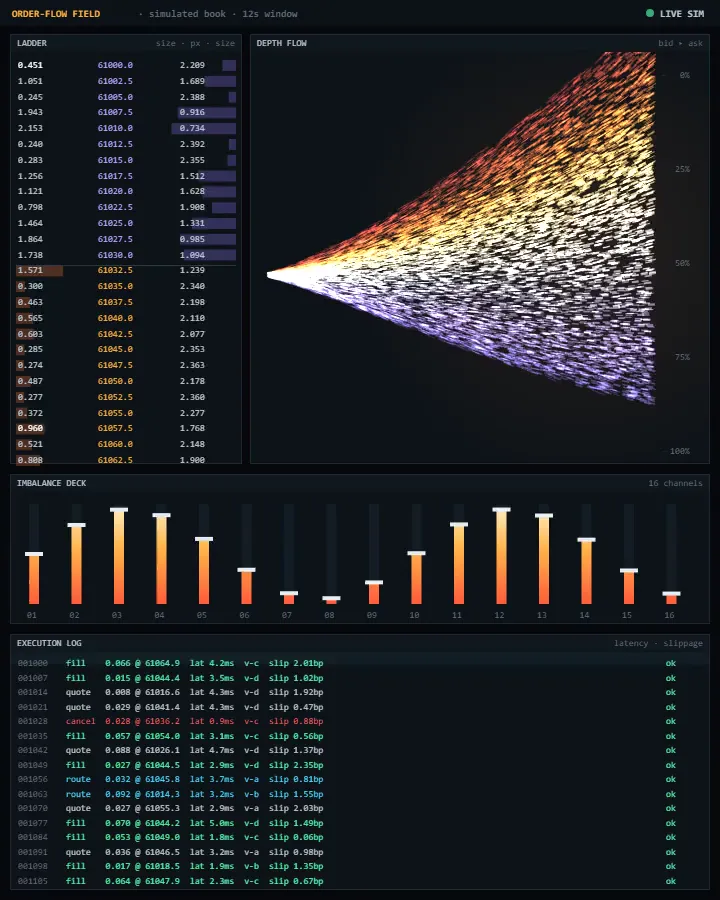 Order-flow field · depth console